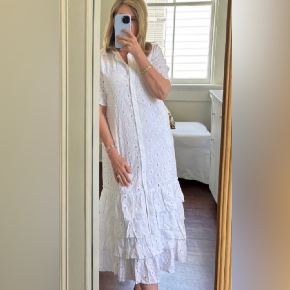 Eyelet tiered Lola Shirt Dress Madison Mathews